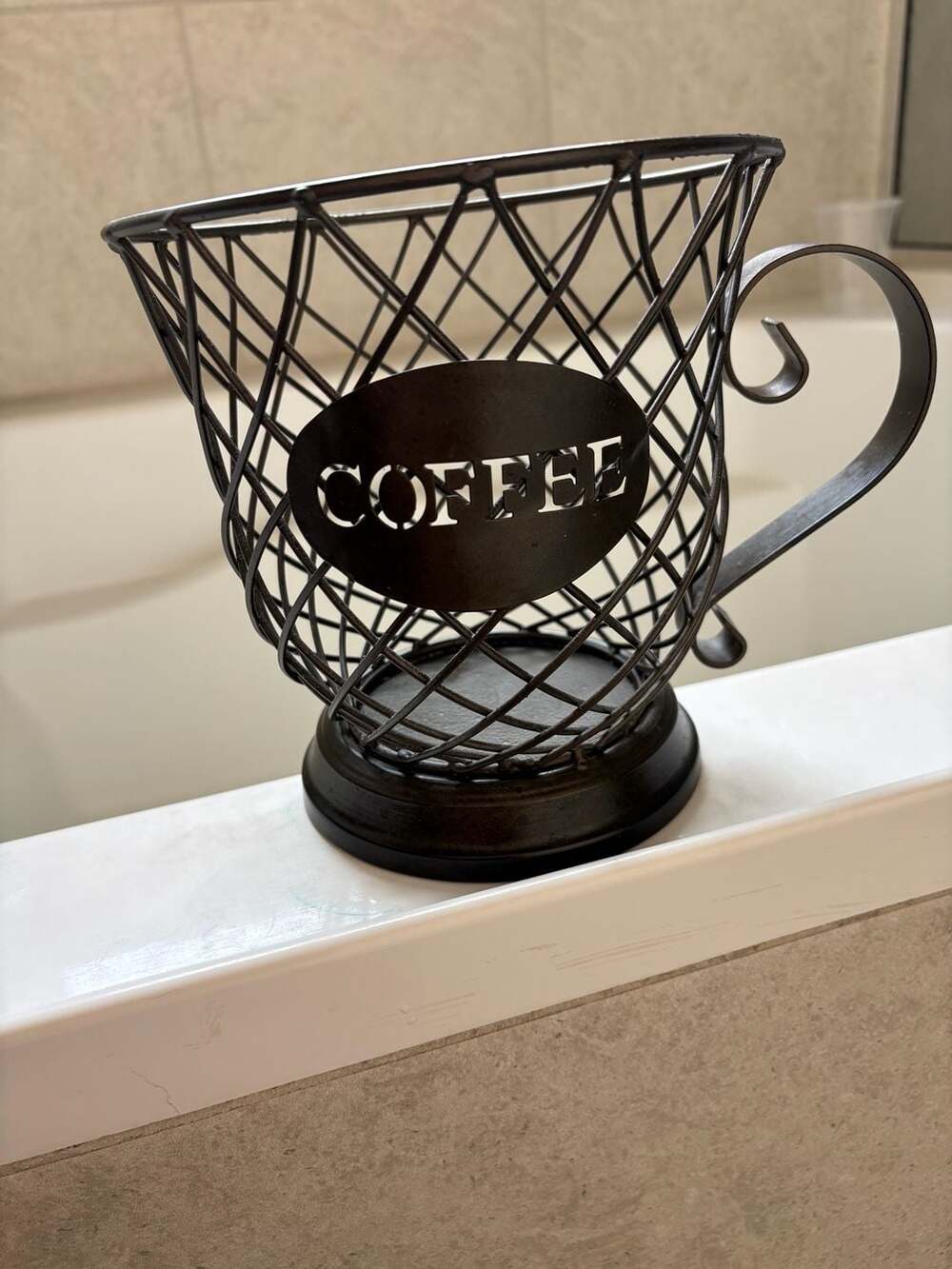 Boston Warehouse Coffee Pod Holder Metal Wire Cup Shaped Storage Basket Black